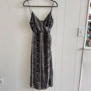 Abbeline Midi Faux Wrap Snake Skin Dress NWOT
